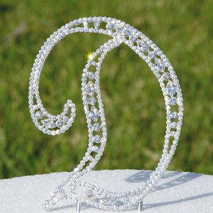Large 5"  Crystal Rhinestone Silver Cake Topper Letter "D" Monogram Wedding Birthday Party Top Initial CT039