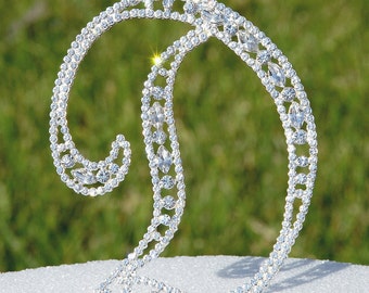 Large 5"  Crystal Rhinestone Silver Cake Topper Letter "D" Monogram Wedding Birthday Party Top Initial CT039