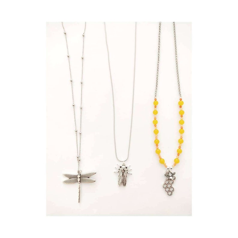 honeycomb necklace with bee with agates