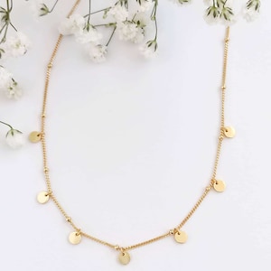 Mini disc choker met ketting boho chic ballen