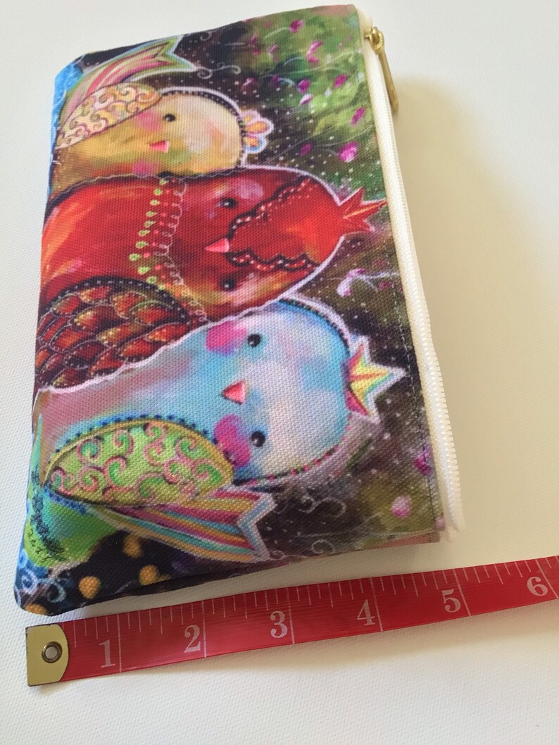 Little Birdies Makeup Bag Printed with my original mixed media painting