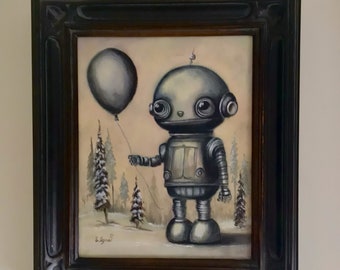 Robot Acrylic Mixed Media - “Trying to Let Go”