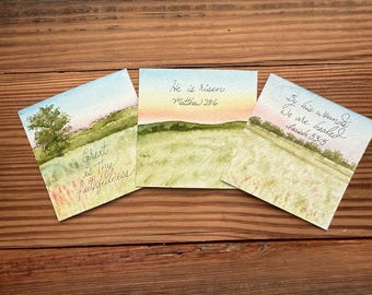 Set de acuarelas en miniatura: Arte religioso del amanecer (7,6 x 7,6 cm)