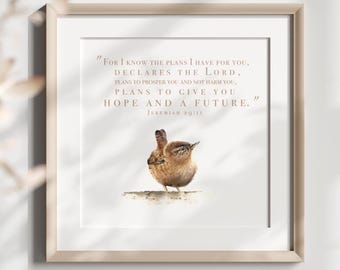 Jeremías 29:11 Impresión giclée en acuarela de Wren, arte con versículo bíblico