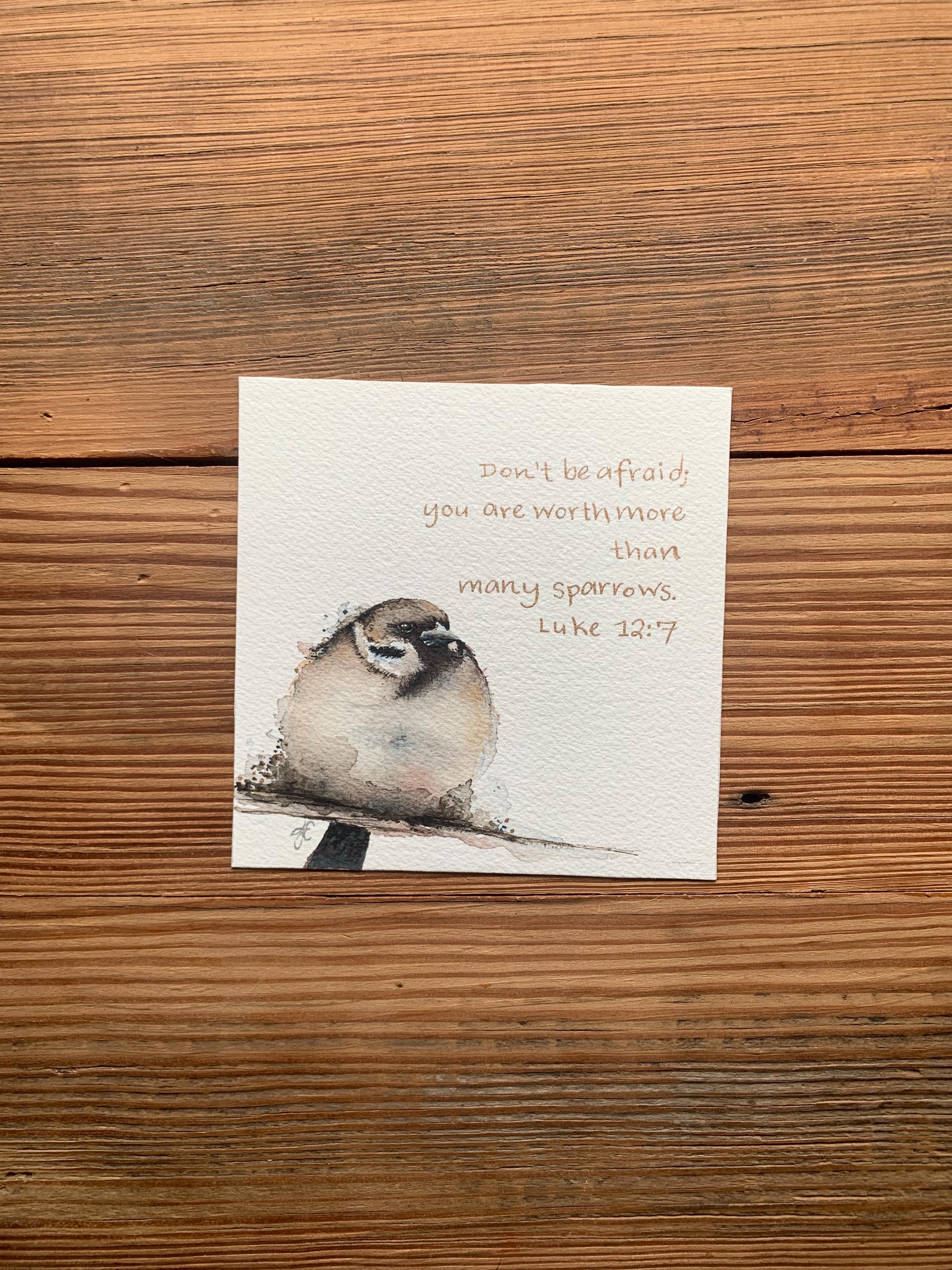 Luke 12:7 Watercolor Painting, Sparrow, Worth More Than Many Sparrows ...