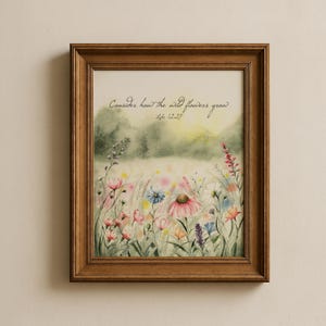 Wildflower Giclee Print, Luke 12:27 Quote, Floral Watercolor Art