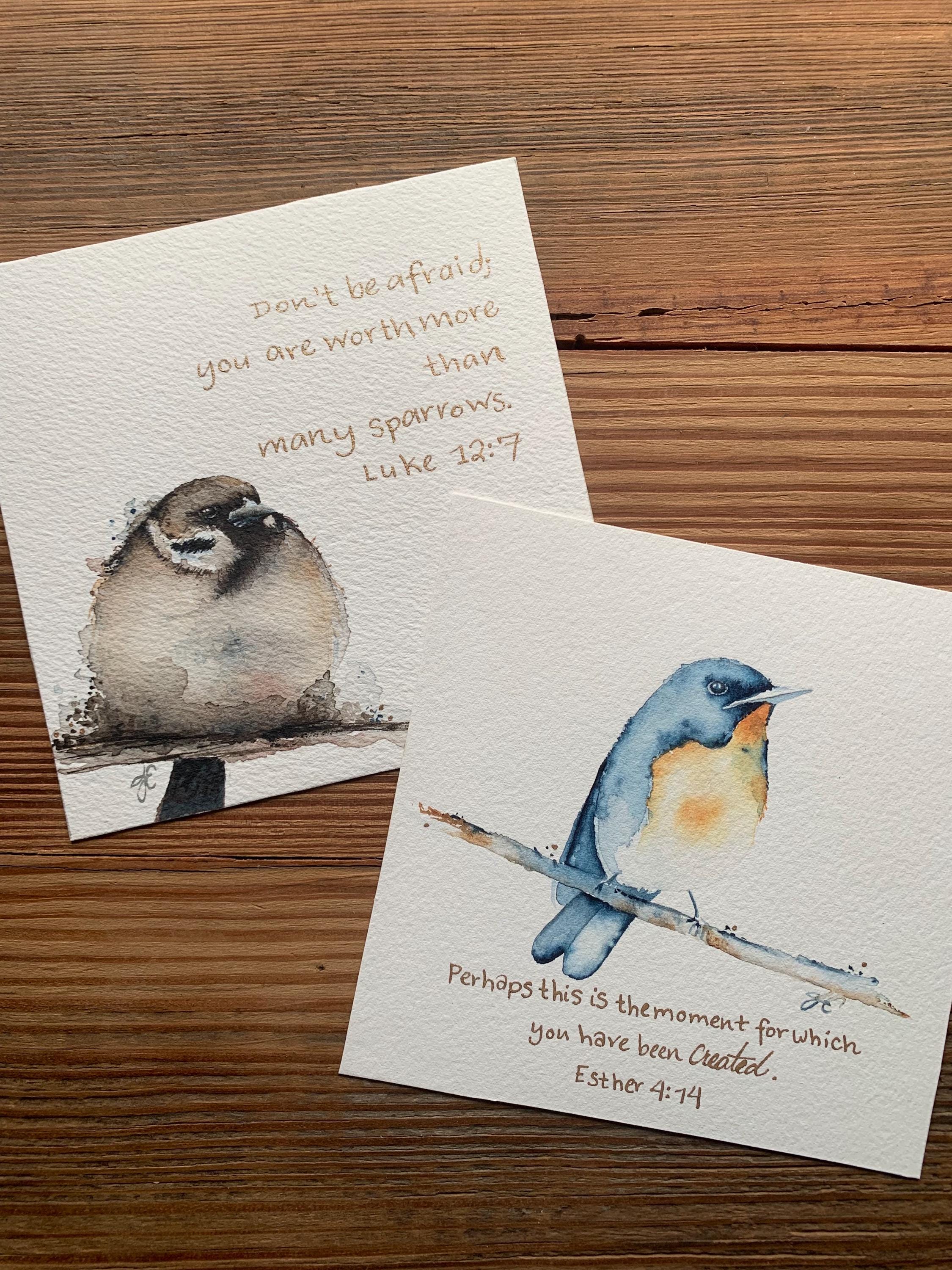 Luke 12:7 Watercolor Painting, Sparrow, Worth More Than Many Sparrows ...