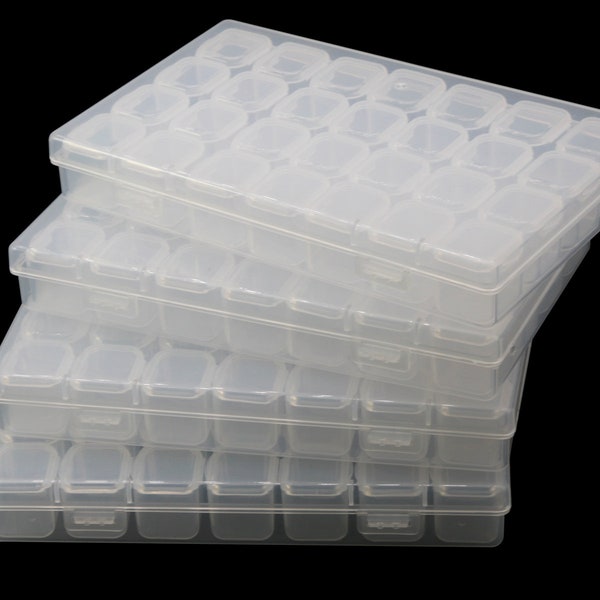 One piece 28 Grids Plastic Organizer Box Clear Beads Storage Container Jewelry Case for Art DIY Crafts , Nail Diamonds ,Jewelry , Painting