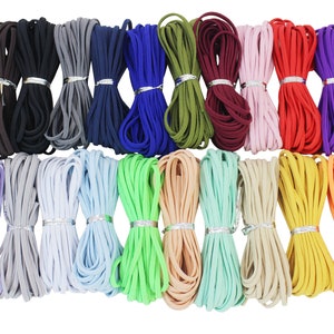 Faixas elásticas planas coloridas de 1/8 de polegada, corda elástica dupla face, malha elástica macia, corda elástica pesada para costura, artesanato, colcha, punho