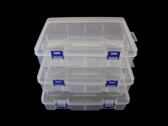 One Piece Plastic Box Clear Storage Containers Storage Box With Snap-tight  Closure Latch for Pencils, Puzzles, Small Toys & Sewing Crafts. 