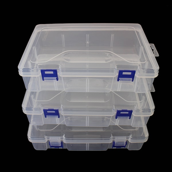One piece Plastic  Box Clear Storage Containers Storage Box with Snap-tight Closure Latch For Pencils, Puzzles, Small Toys & Sewing Crafts.