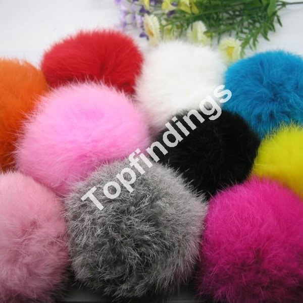 10pcs 8cm DIY Real Rabbit Fur ball Furry Ball for Mobile Phone Tag, Handbag Charm, Keychain U Pick