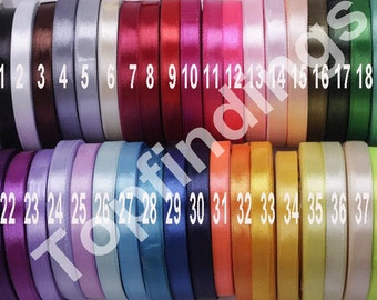 ¡Tú eliges! Cinta de satén de una sola cara de 3/8" y 10 mm con 39 colores completos para bodas, manualidades y moños para el cabello