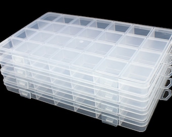 One piece  28 Grids Clear Storage Container Jewelry Case with Fixed Dividers for Beads Art DIY Crafts Jewelry Fishing Tackles