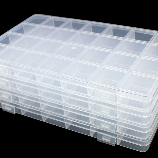 One piece  28 Grids Clear Storage Container Jewelry Case with Fixed Dividers for Beads Art DIY Crafts Jewelry Fishing Tackles