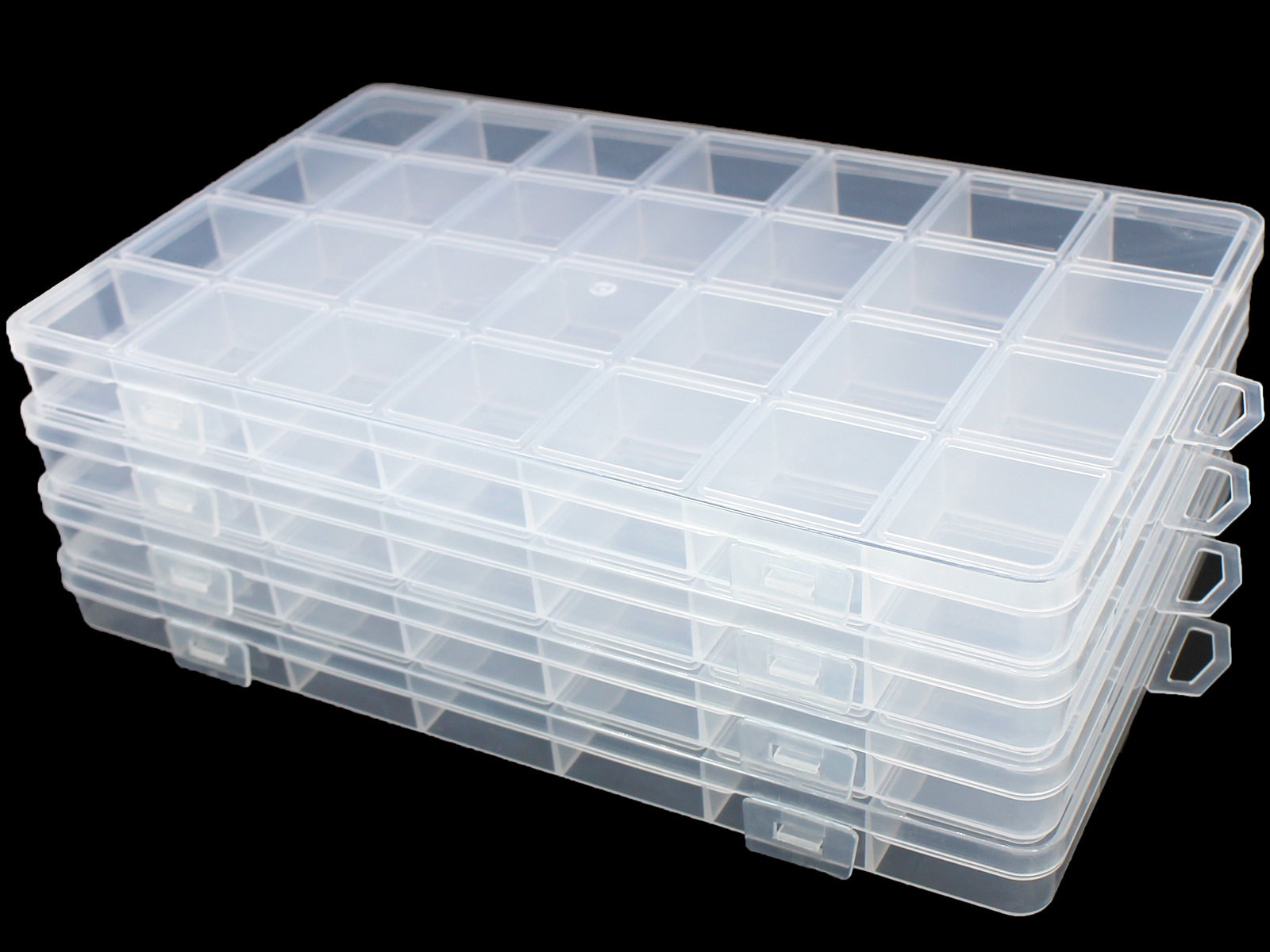 Generic Portable 10/15/24 Compartment Detachable Jewelry Bead Storage Case  Organizer Box