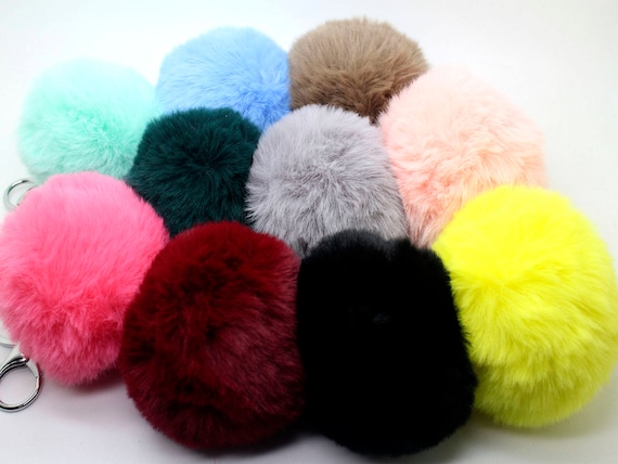U PICK! 8CM Faux Rabbit Fur Pom Pom Bag Keyring Keychain Artificial Fur Ball Car Key Ring Handbag Pendant