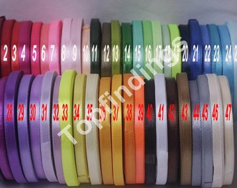 U Pick!Full 47 colors 1/4" 6mm Signle Faced Satin Ribbon Solid Color Weddings, crafts, hair bows , Pick your colors MTF05