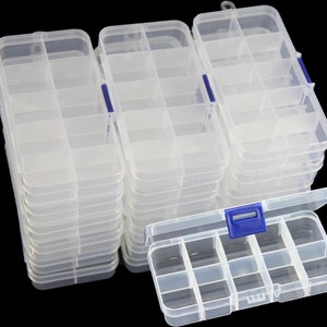 Estuche transparente para guardar joyas, con 10 compartimentos y divisores fijos para cuentas, manualidades, joyería y aparejos de pesca.