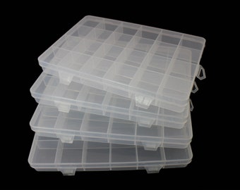 One piece  24 Grids Clear Storage Container Jewelry Box with Fixed Dividers for Beads Art DIY Crafts Jewelry Fishing Tackles