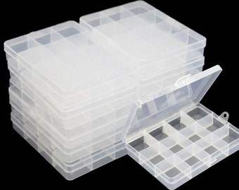 One piece  12 Grids Clear Storage Container Jewelry Case with Fixed Dividers for Beads Art DIY Crafts Jewelry Fishing Tackles