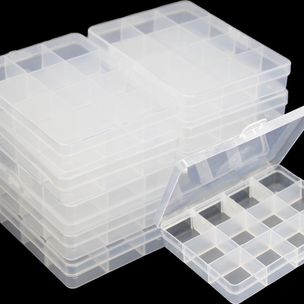 One piece  12 Grids Clear Storage Container Jewelry Case with Fixed Dividers for Beads Art DIY Crafts Jewelry Fishing Tackles