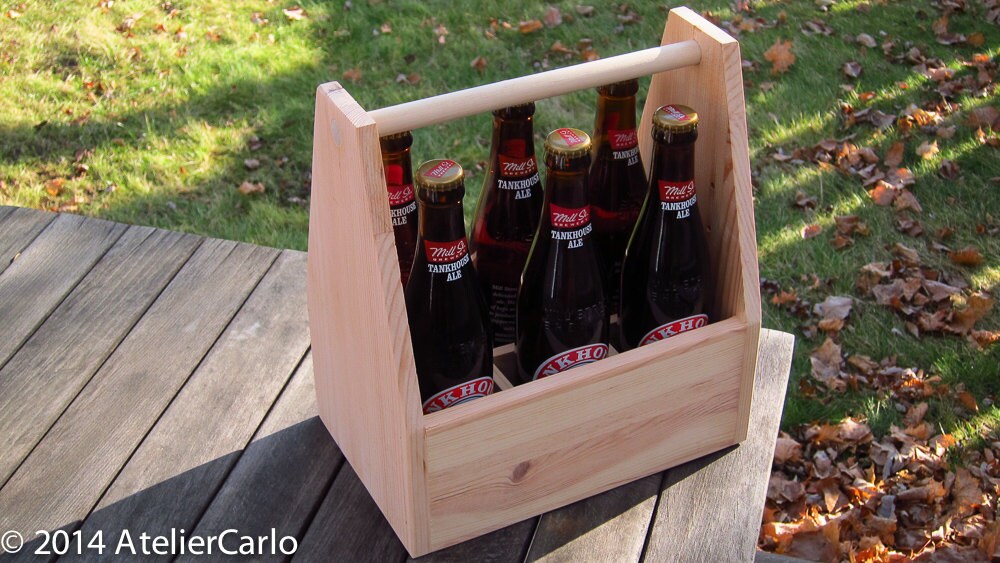 Woooden Beer Tote, Caddy, Sixpack Carrier, Lovers' Gift Item, Toolbox, Game Day Accessory