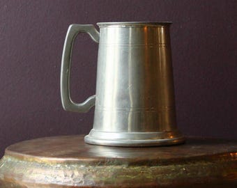 Vintage Pewter Stein / Stamped "English Pewter", Made in England / Antique Metal Stein, Old Silver Mug with Handle, Genuine English Pewter