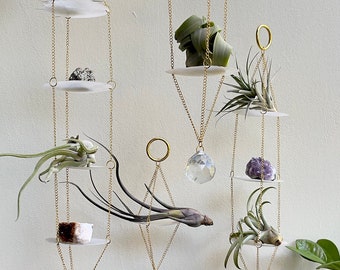 Tiered Capiz Shell Hanging Shelf for Air Plants & Crystals / Multiple Level Air Plant Holder Suncatcher / Mini Hanger for Small Item Display