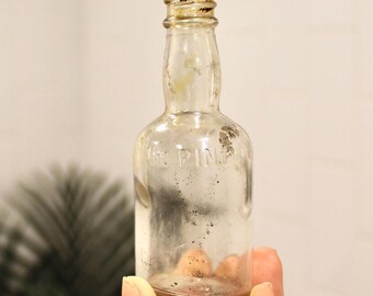 Tiny Vintage Glass Bottle, Old 1/10th Pint Bottle, Real Antique Glass Bottle for Curiosity Cabinet, Cute Small Glass Bottle for Bud Vase