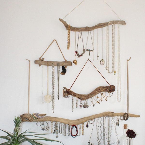 Driftwood Jewelry Organizers / Made to Order - You Pick the Pieces / Salvaged Wood Jewelry Display Necklace Hanger, Upcycled Jewelry Storage
