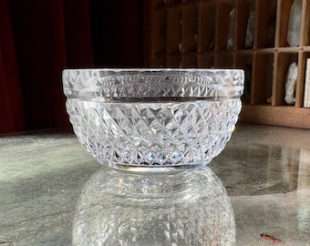 Small Vintage Waterford Crystal Bowl - Colleen (Diamond Pattern) / Antique Cut Glass Sugar Bowl - Brilliant Crystalware - MCM Home Decor