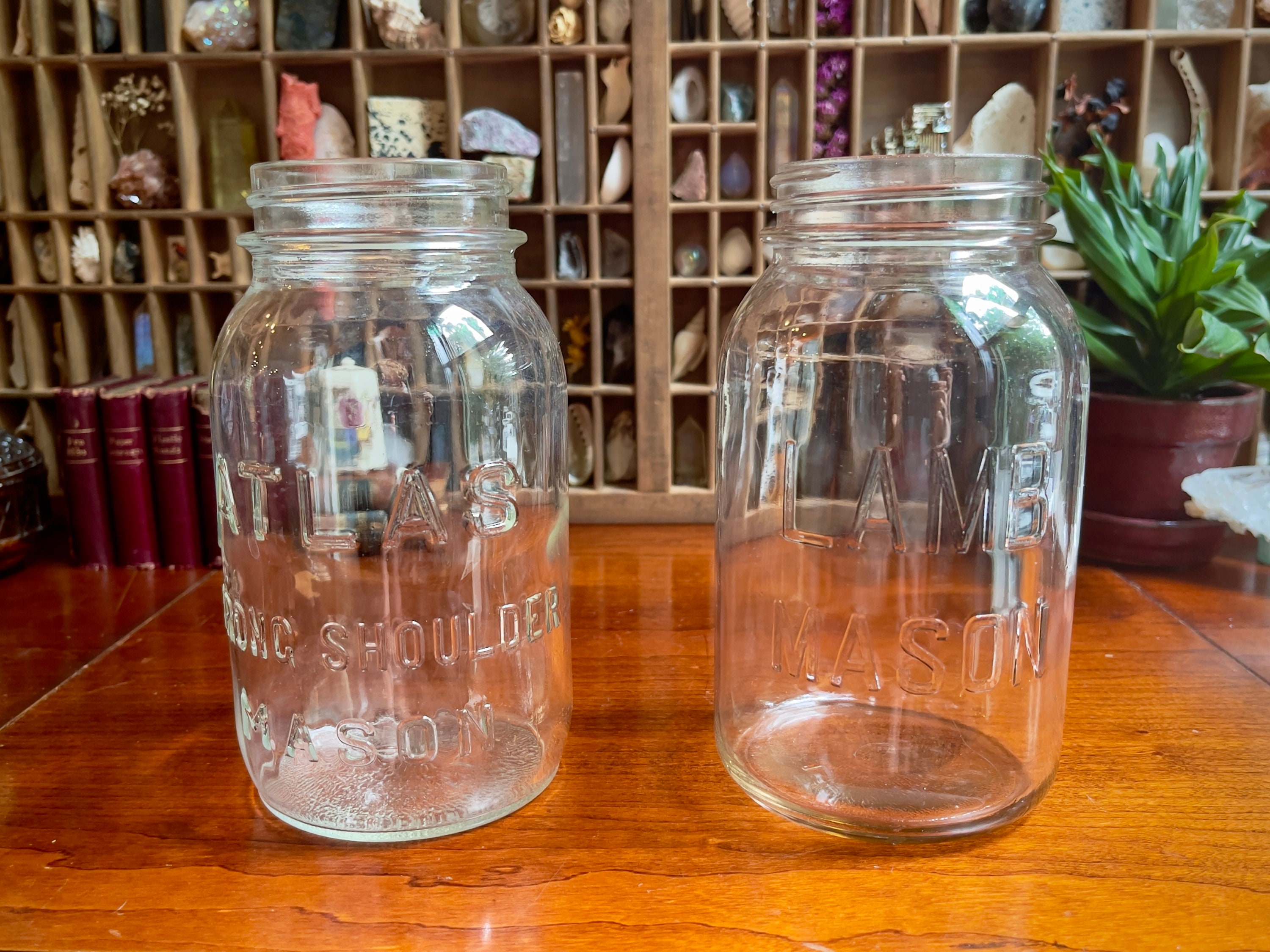 Real Vintage Clear Glass Mason Jars without Lids / Atlas Strong