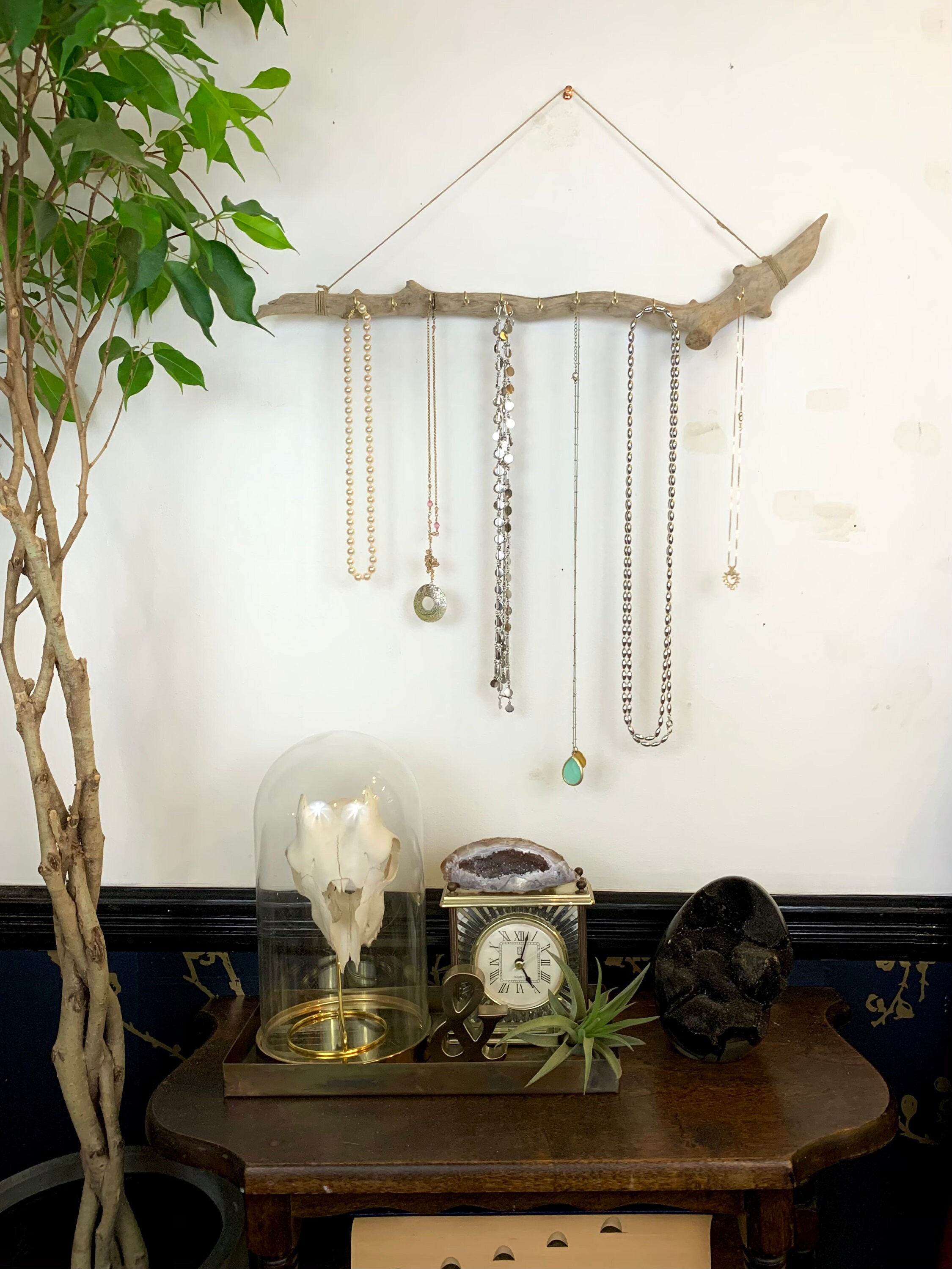 Driftwood Jewelry Hanger / Ready to Ship Christmas Gift / Boho Wall