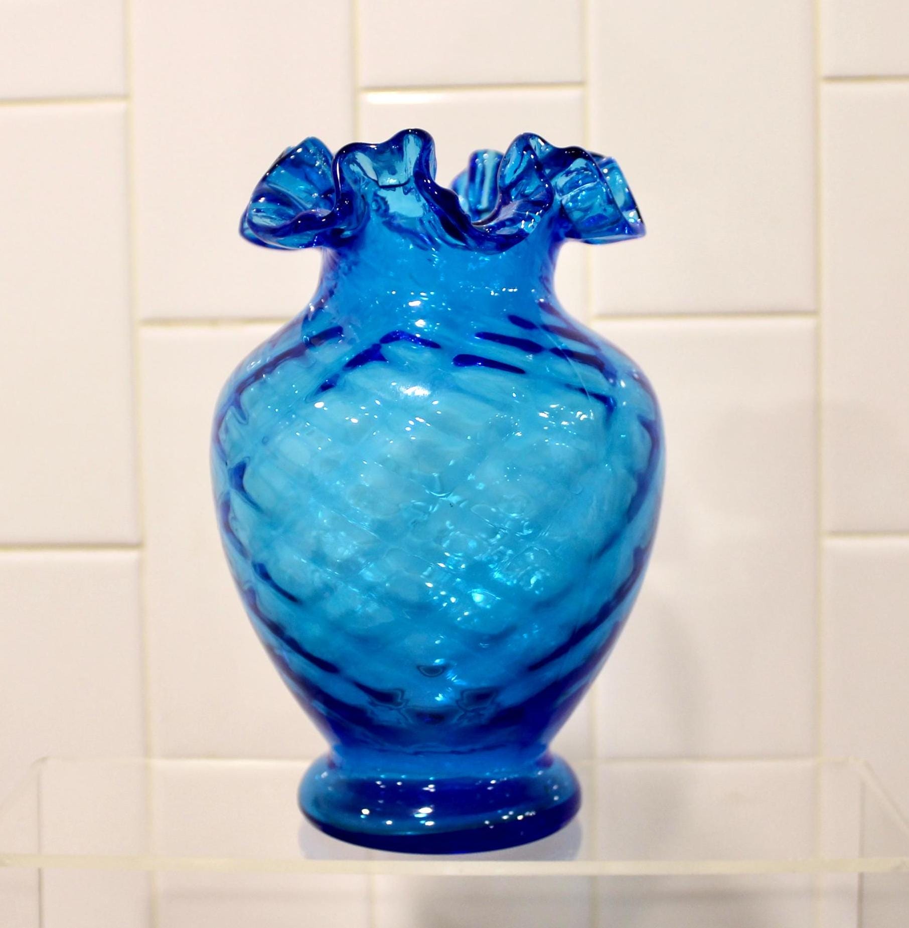 Vintage Fenton Vaseline Opalescent Hobnail Uranium Glass
