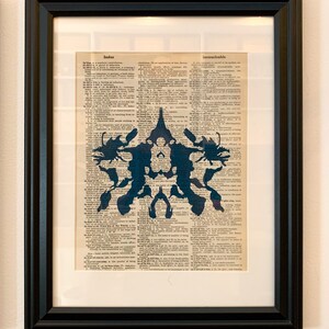 Rorschach Ink Blot Print Set on Vintage Dictionary Pages / Black or Color / Set of 10 Art Prints Unframed Antique Gallery Wall Artwork image 9