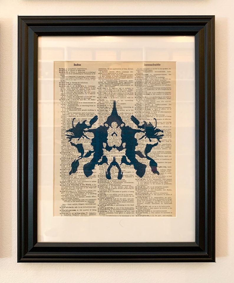 Rorschach Ink Blot Print Set on Vintage Dictionary Pages / Black or Color / Set of 10 Art Prints Unframed Antique Gallery Wall Artwork image 9