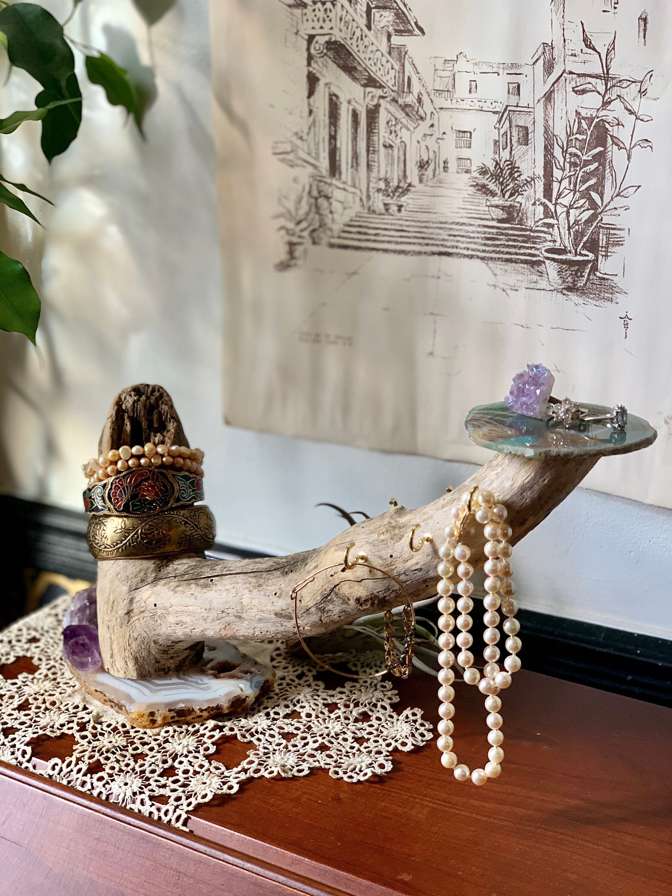 Jewelry Stands - Driftwood & Gemstone Standing Jewelry Displays / Ready ...