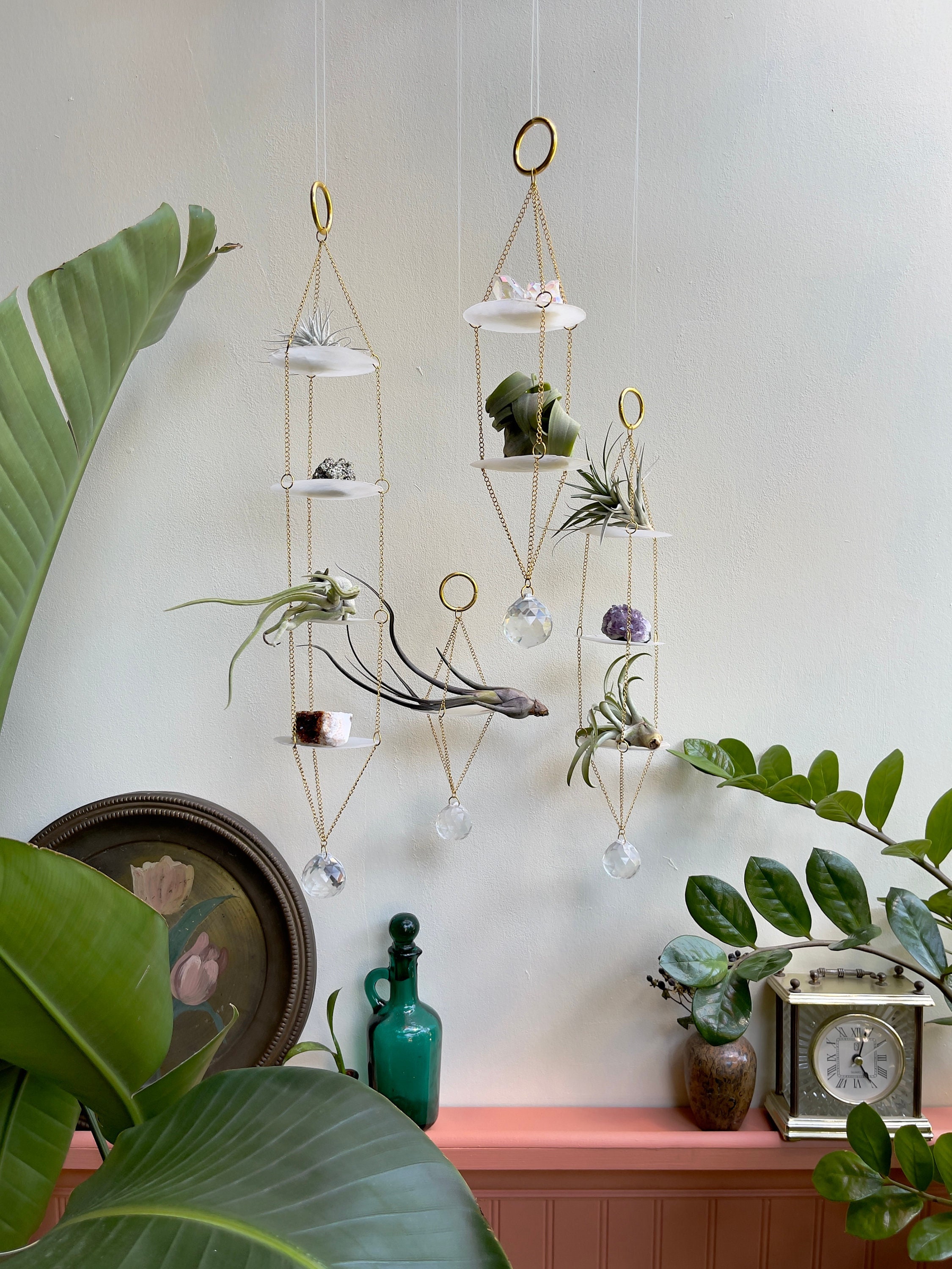 Tiered Capiz Shell Hanging Shelf for Air Plants & Crystals / Multiple ...