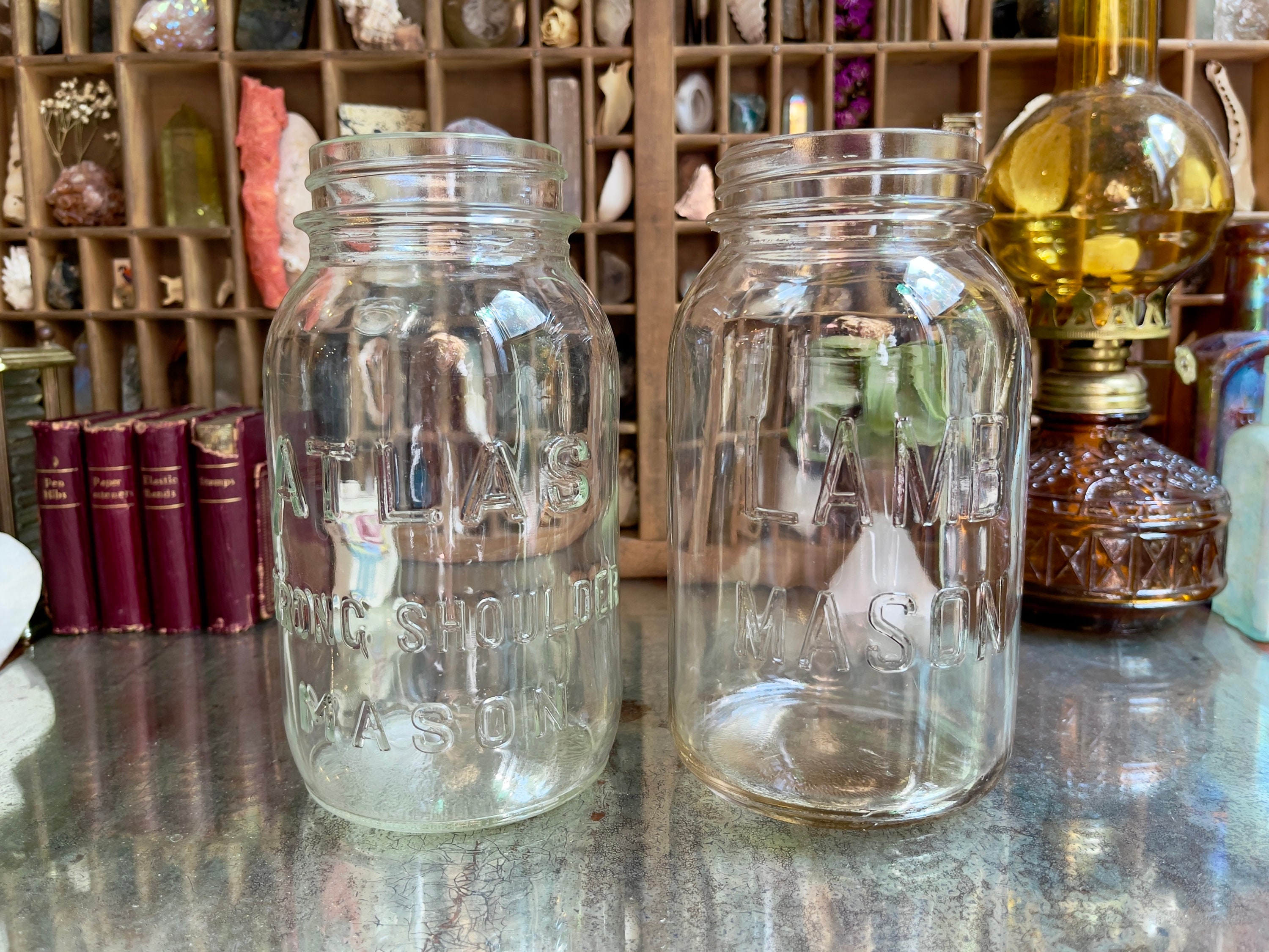 Real Vintage Clear Glass Mason Jars without Lids / Atlas Strong