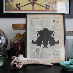 Rorschach Ink Blot Print Set on Vintage Dictionary Pages / Black or Color / Set of 10 Art Prints Unframed Antique Gallery Wall Artwork image 10