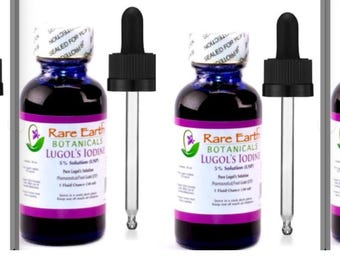 6 oz Lugol's Iodine 5% Authentic Formula & Accurate Potency Rare Earth BOTANICALS™  Six 1 ounce Vintage Style Glass Bottles  - WHO Listed