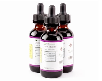 6oz Lugol's Solution of Iodine Three 2oz Glass Bottles of 2.2% Solution 3000 mcg - Economy Pack, 3 Bottles Rare Earth BOTANICALS™