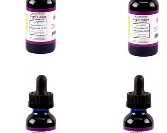 FOUR PACK 4 oz 5% Lugol's Solution of Iodine Maximum Strength 4 Vintage Style Glass Bottles WHO Listed (Four one ounce bottles =4oz Total)