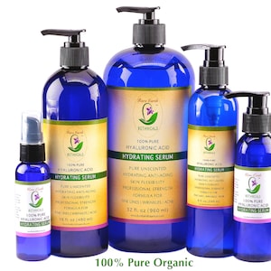 HYALURONIC ACID 100% Pure Organic Serum - The #1 Wrinkle/Fine Line Filler used by Dermatologists! (Certified Organic and Plant-Derived)