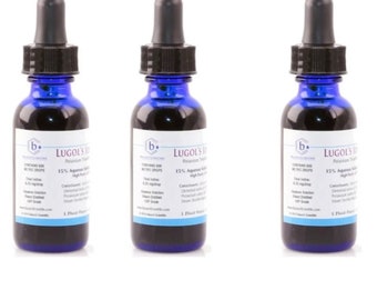 TRIO PACK 3 oz 15% Lugol's Solution of Iodine Maximum Strength 3 Glass Bottles WHO Listed (Three one ounce glass bottles =3oz Total)
