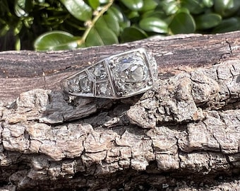 1920s Art Deco Diamond Engagement Ring: Platinum Filigree, Size 5