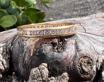 Diamond Wedding Band, Diamond Eternity, Yellow Gold Band, Gold and Diamond Band, Diamond Band Size 12