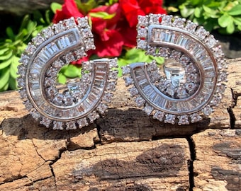 Platinum Diamond Cluster Earrings