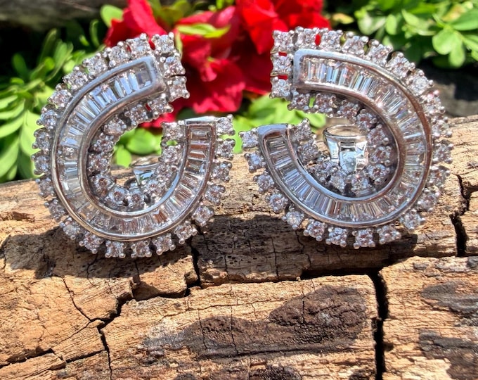 Platinum Diamond Cluster Earrings